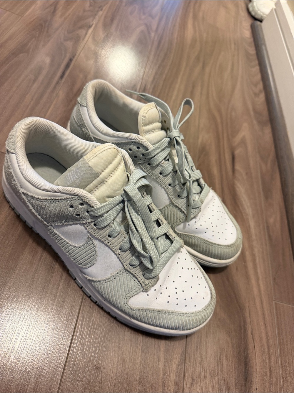 Nike Women’s Sage Green and White Low-Top Sneakers
